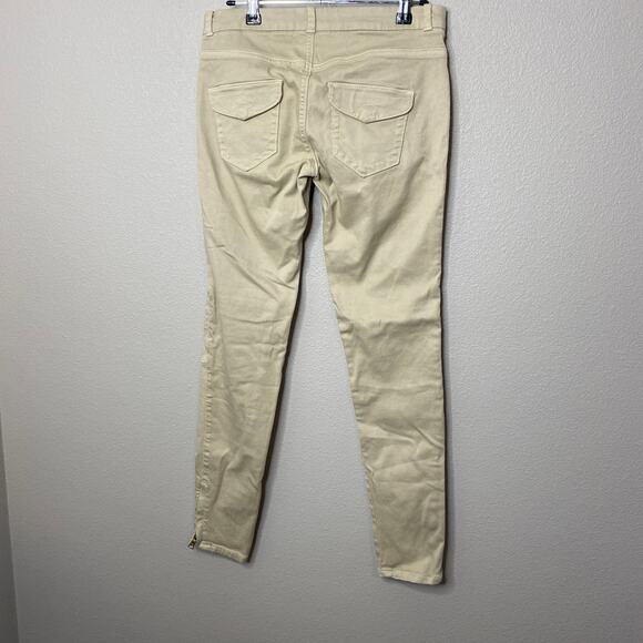 Zara Trafaluc Tan Moto Zip Skinny Jeans Size 6 - Picture 4 of 9